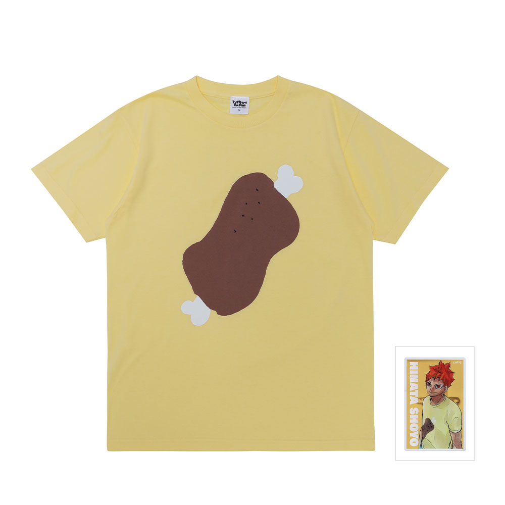 『ハイキュー!!』日向翔陽の「お肉」Tシャツ　日向翔陽サイズ（Mサイズ相当）　アクリルバッジ1個付き　＜ハイキュー!! FAN PARK＞